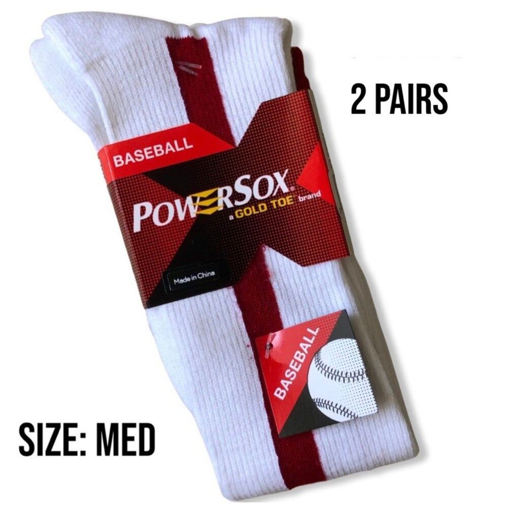NEW 2x BASEBALL SOFTBALL STIRRUP SOCKS (Medium) PowerSox by Gold Toe